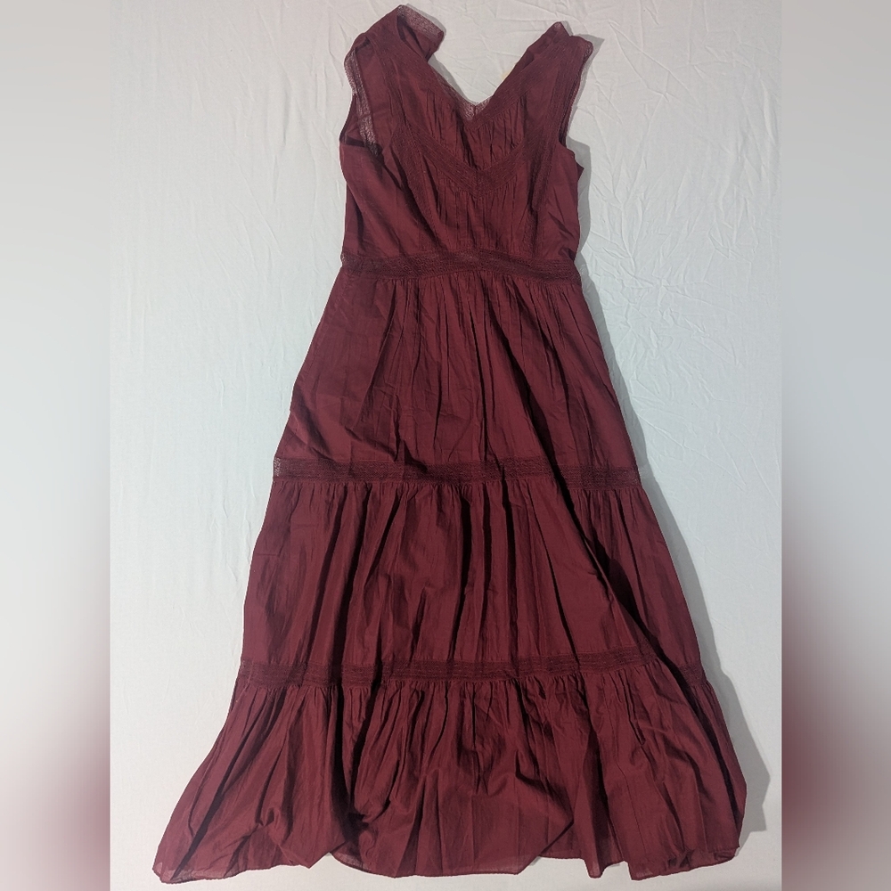 La Vie Rebecca Taylor Women's Red V-Neck Sleeveless Long Dress Size XS